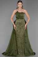 Abendkleid Lang Perlenbesetzt Khaki ABU5511