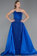Abendkleid Lang Perlenbesetzt Sächsischblau ABU5511