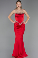 Abendkleid im Meerjungfrau-Stil Lang Satin Rot ABU5644