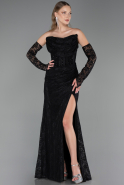 Abendkleid Lang Spitze Schwarz ABU6376