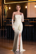 Abendkleid Lang Spitze Gelb ABU6355