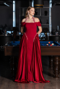 Standesamtkleid Lang Satin Rot ABU5995