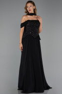 Abendkleid Lang Chiffon Schwarz ABU6390