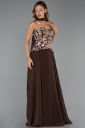 Abendkleid Lang Chiffon Braun ABU6391