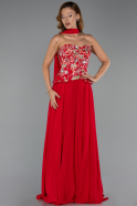 Abendkleid Lang Chiffon Rot ABU6391