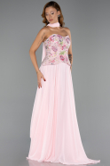 Abendkleid Lang Chiffon Puder ABU6391