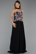 Abendkleid Lang Chiffon Schwarz ABU6391