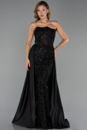 Abendkleid in Übergröße Lang Spitze Schwarz ABU6395