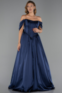 Abendkleid Lang Satin Marineblau ABU6399