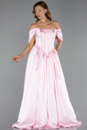 Abendkleid Lang Satin Puder ABU6399