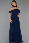 Abendkleid Lang Chiffon Marineblau ABU6400