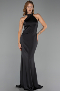 Abschlusskleid Lang Satin Schwarz ABU6406
