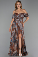 Abendkleid in Übergröße Lang Braun ABU6409