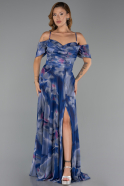 Abendkleid in Übergröße Lang Marineblau ABU6409