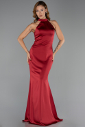 Abschlusskleid Lang Satin Weinrot ABU6406