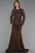 Abendkleid in Übergröße Lang Braun ABU6413