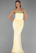 Abendkleid im Meerjungfrau-Stil Lang Satin Gelb ABU5820