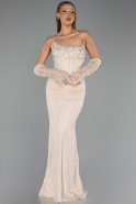 Abendkleid Lang Spitze Beige ABU5717