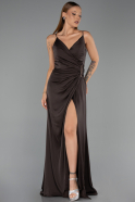 Abschlusskleid Lang Satin Braun ABU6427