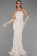 Abendkleid in Übergröße Lang Spitze Beige ABU6280