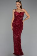 Abendkleid Lang Schuppig Weinrot ABU6308