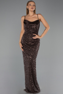 Abendkleid Lang Schuppig Braun ABU6308