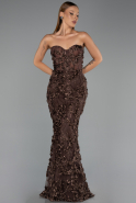 Abendkleid im Meerjungfrau-Stil Lang Braun ABU6625