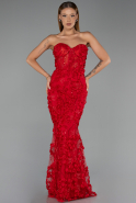 Abendkleid im Meerjungfrau-Stil Lang Rot ABU6625