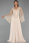 Abendkleider in Großen Größen Lang Chiffon Beige ABU6434