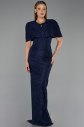 Standesamtkleid Lang Spitze Marineblau ABU6438