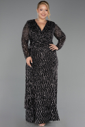 Abendkleid in Übergröße Lang Schuppig Schwarz-Silber ABU6488