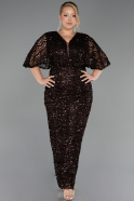 Abendkleid in Übergröße Lang Schuppig Braun ABU6064