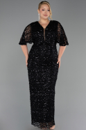 Abendkleid in Übergröße Lang Schuppig Schwarz ABU6064