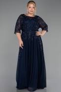 Abendkleid in Übergröße Lang Marineblau ABU6489