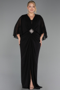 Abendgarderobe in Großen Größen Lang Chiffon Schwarz ABU6490