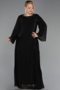 Abendgarderobe in Großen Größen Lang Chiffon Schwarz ABU6491