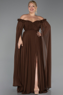 Abendgarderobe in Großen Größen Lang Chiffon Braun ABU3464