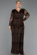 Abendkleid in Übergröße Lang Schuppig Braun ABU6493