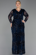 Abendkleid in Übergröße Lang Schuppig Marineblau ABU6493
