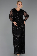 Abendkleid in Übergröße Lang Schuppig Schwarz ABU6493