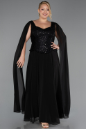 Kleider in Großen Größen Lang Chiffon Schwarz ABU6422