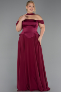 Abendgarderobe in Großen Größen Lang Chiffon Pflaume ABU5551