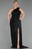 Abendkleid in Übergröße Lang Chiffon Schwarz ABU6631