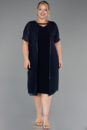 Abendkleid in Übergröße Midi Marineblau ABK2596