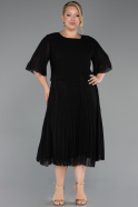 Abendgarderobe in Großen Größen Midi Chiffon Schwarz ABK2677