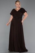 Kleider in Großen Größen Lang Chiffon Braun ABU1562