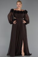 Kleider in Großen Größen Lang Chiffon Braun ABU4131