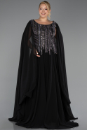 Abendkleid in Übergröße Lang Chiffon Schwarz ABU6435