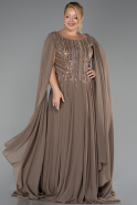 Abendkleid in Übergröße Lang Chiffon Nerzbraun ABU6435