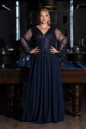 Abendkleider in Großen Größen Lang Chiffon Marineblau ABU6434